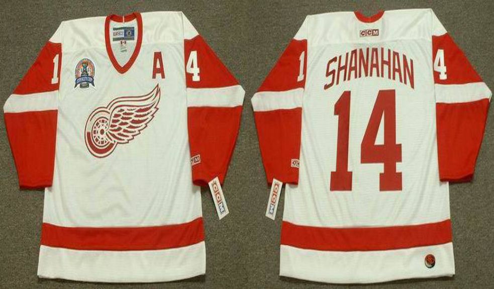 2019 Men Detroit Red Wings 14 Shanahan White CCM NHL jerseys